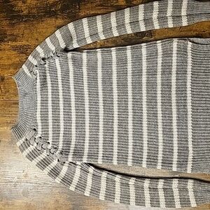 Gray and White Striped Sweater